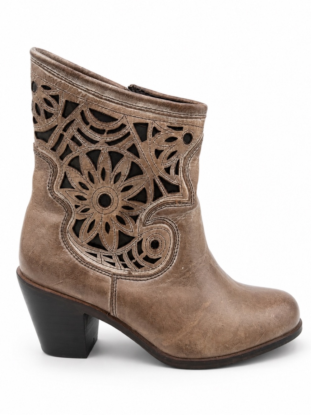 Corral Boots Womens 8 Urban‎ Line Gray Ankle Booties Floral Cutouts Leather